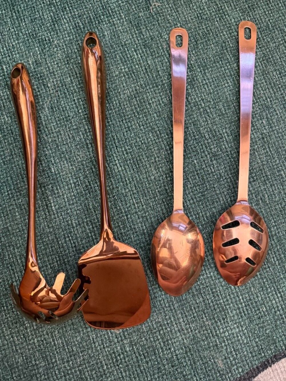 Crate & Barrel Rose Gold Serving Spoons Utensils (Set of 4) - Picture 2 of 5